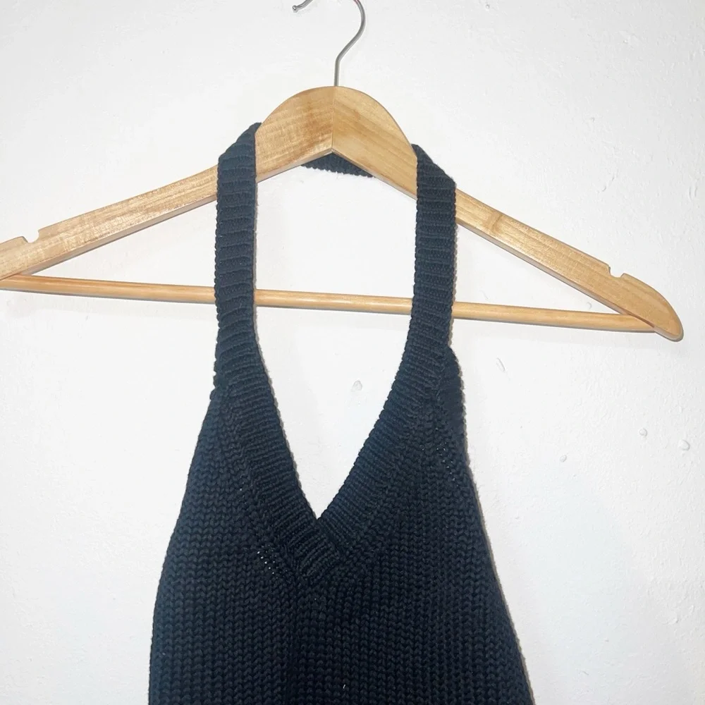 Old Navy black 100% cotton knit sweater Y2K halter top - Picture 2 of 9